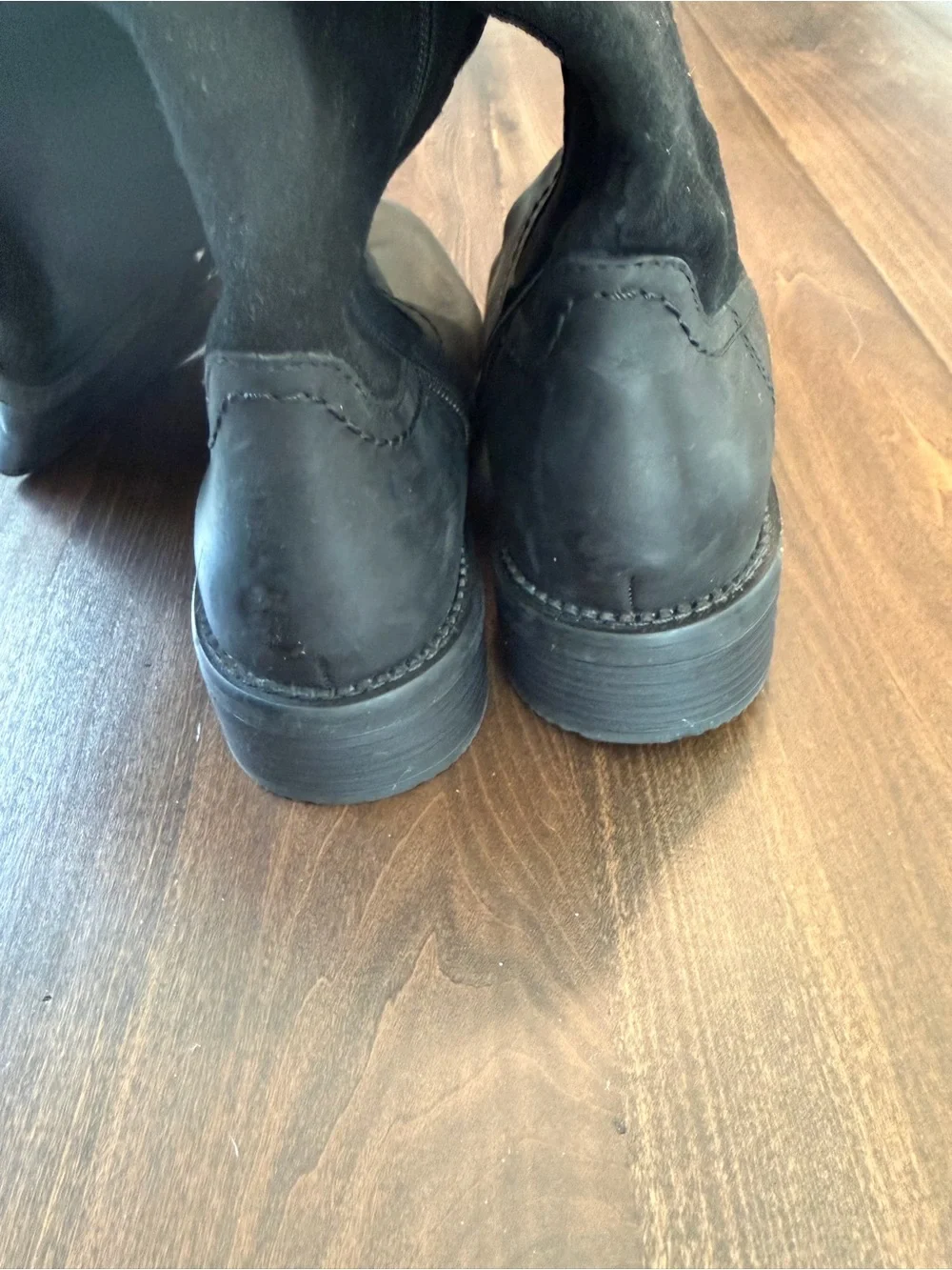 Clarks Black Leather & Suede Knee High Boots